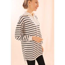 Rays 6861 Fermuarlı Çizgili Sweat Siyah