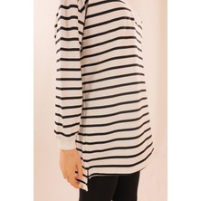 Rays 6861 Fermuarlı Çizgili Sweat Siyah