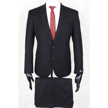 Jan Carlucci Regular Fit Mono Yaka Iki Düğme-Çift Yırtmaç  Siyah Drop 4 Takım Elbise