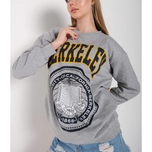 Çtn Brkly Gri Içi Şardonlu Yuvarlak Yaka Uzun Sweatshirt