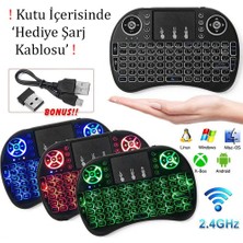 Hubify Mini Kablosuz Klavye, Q Klavye + 3 Farklı Renk Modu + Klavye + Touch Pad.