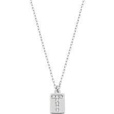 Gimora Plaka T Harfi Gümüş Kolye