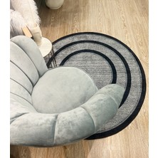 Brillant Hasır Jüt Sisal Bordürlü Görünümlü Gılımer Dekoratif Halı - Lacivert