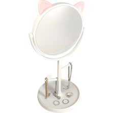Chavin Masa Üstü Beyaz Kedi Tasarım Plastik Takı Stand Masa Aynası CIN498BY