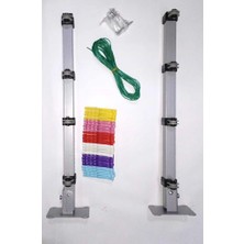 abnturk Duvara Monte Balkon ve Pencere Tipi 8 Gezer Makaralı Kurutma Askısı,24 Mandal+20 Metre Ip+Vida Dahil