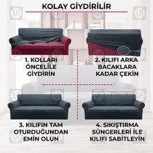 Riselerhome Lastıklı Esnek Koltuk Kanepe Kılıfı Takımı Çekyat Örtüsü  (3+3+1+1 ) Takım