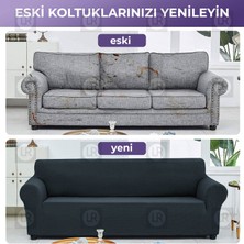 Riselerhome Lastıklı Esnek Koltuk Kanepe Kılıfı Takımı Çekyat Örtüsü  (3+3+1+1 ) Takım