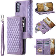 Yihang Boutique Samsung Galaxy S23 Fe Için Kılıf Kart Tutuculu Cüzdan Kılıf Bilek Askılı Pu Deri Fermuarlı Çanta Kapağı (Yurt Dışından)