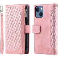 Yihang Boutique iPhone 15 Plus Için Kılıf Kart Tutuculu Cüzdan Kılıf Bilek Askılı Pu Deri Fermuarlı Çanta Kapağı (Yurt Dışından)