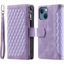 Yihang Boutique iPhone 13 Mini Için Kılıf Kart Tutuculu Cüzdan Kılıf Bilek Askılı Pu Deri Fermuarlı Çanta Kapağı (Yurt Dışından)