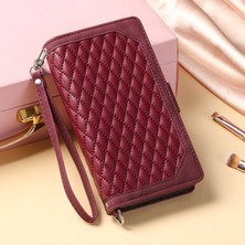 Yihang Boutique Samsung Galaxy S23 Fe Için Kılıf Kart Tutuculu Cüzdan Kılıf Bilek Askılı Pu Deri Fermuarlı Çanta Kapağı (Yurt Dışından)