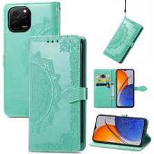 Yihang Boutique Huawei Nova Y61 ile Uyumlu El Standı Fonksiyonlu Cüzdan Kabartmalı Pu Deri Kart Tutucu (Yurt Dışından)