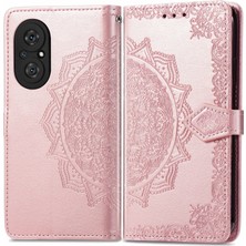 Yihang Boutique Honor 50 Se ile Uyumlu El Standı Fonksiyonlu Cüzdan Kabartmalı Pu Deri Kart Tutucu (Yurt Dışından)