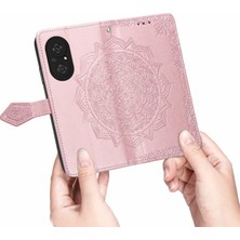 Yihang Boutique Honor 50 Se ile Uyumlu El Standı Fonksiyonlu Cüzdan Kabartmalı Pu Deri Kart Tutucu (Yurt Dışından)