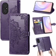 Yihang Boutique Honor 50 Se ile Uyumlu El Standı Fonksiyonlu Cüzdan Kabartmalı Pu Deri Kart Tutucu (Yurt Dışından)