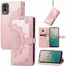 Yihang Boutique Nokia C32 ile Uyumlu El Standı Fonksiyonlu Cüzdan Kabartmalı Pu Deri Kart Tutucu (Yurt Dışından)