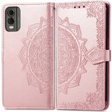 Yihang Boutique Nokia C32 ile Uyumlu El Standı Fonksiyonlu Cüzdan Kabartmalı Pu Deri Kart Tutucu (Yurt Dışından)