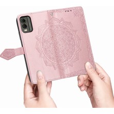 Yihang Boutique Nokia C32 ile Uyumlu El Standı Fonksiyonlu Cüzdan Kabartmalı Pu Deri Kart Tutucu (Yurt Dışından)