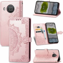 Yihang Boutique Nokia X10 ile Uyumlu El Standı Fonksiyonlu Cüzdan Kabartmalı Pu Deri Kart Tutucu (Yurt Dışından)