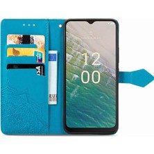 Yihang Boutique Nokia C32 ile Uyumlu El Standı Fonksiyonlu Cüzdan Kabartmalı Pu Deri Kart Tutucu (Yurt Dışından)