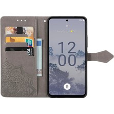 Yihang Boutique Nokia X30 ile Uyumlu El Standı Fonksiyonlu Cüzdan Kabartmalı Pu Deri Kart Tutucu (Yurt Dışından)