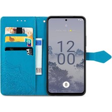 Yihang Boutique Nokia X30 ile Uyumlu El Standı Fonksiyonlu Cüzdan Kabartmalı Pu Deri Kart Tutucu (Yurt Dışından)