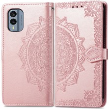 Yihang Boutique Nokia X30 ile Uyumlu El Standı Fonksiyonlu Cüzdan Kabartmalı Pu Deri Kart Tutucu (Yurt Dışından)