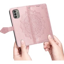 Yihang Boutique Nokia X30 ile Uyumlu El Standı Fonksiyonlu Cüzdan Kabartmalı Pu Deri Kart Tutucu (Yurt Dışından)