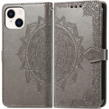 Yihang Boutique iPhone 15 Plus ile Uyumlu El Standı Fonksiyonlu Cüzdan Kabartmalı Pu Deri Kart Tutucu (Yurt Dışından)