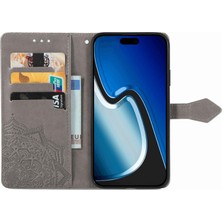 Yihang Boutique iPhone 15 Plus ile Uyumlu El Standı Fonksiyonlu Cüzdan Kabartmalı Pu Deri Kart Tutucu (Yurt Dışından)