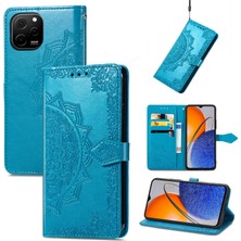 Yihang Boutique Huawei Nova Y61 ile Uyumlu El Standı Fonksiyonlu Cüzdan Kabartmalı Pu Deri Kart Tutucu (Yurt Dışından)