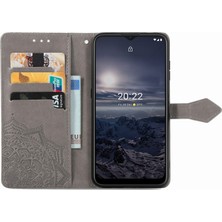 Yihang Boutique Nokia G21 ile Uyumlu El Standı Fonksiyonlu Cüzdan Kabartmalı Pu Deri Kart Tutucu (Yurt Dışından)