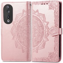 Yihang Boutique Honor 90 5g ile Uyumlu El Standı Fonksiyonlu Cüzdan Kabartmalı Pu Deri Kart Tutucu (Yurt Dışından)