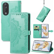 Yihang Boutique Honor 90 5g ile Uyumlu El Standı Fonksiyonlu Cüzdan Kabartmalı Pu Deri Kart Tutucu (Yurt Dışından)