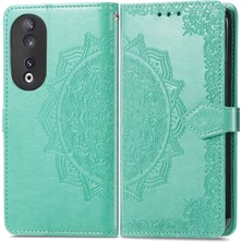 Yihang Boutique Honor 90 5g ile Uyumlu El Standı Fonksiyonlu Cüzdan Kabartmalı Pu Deri Kart Tutucu (Yurt Dışından)