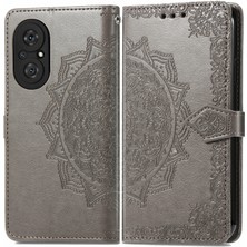 Yihang Boutique Honor 50 Se ile Uyumlu El Standı Fonksiyonlu Cüzdan Kabartmalı Pu Deri Kart Tutucu (Yurt Dışından)