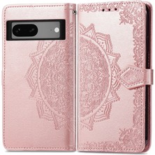 Yihang Boutique Google Pixel 7A ile Uyumlu El Standı Fonksiyonlu Cüzdan Kabartmalı Pu Deri Kart Tutucu (Yurt Dışından)