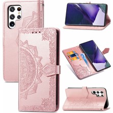 Yihang Boutique Samsung Galaxy S22 ile Uyumlu El Standı Fonksiyonlu Cüzdan Kabartmalı Pu Deri Kart Tutucu (Yurt Dışından)