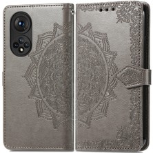 Yihang Boutique Honor 50 Pro ile Uyumlu El Standı Fonksiyonlu Cüzdan Kabartmalı Pu Deri Kart Tutucu (Yurt Dışından)