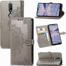 Yihang Boutique Nokia 2.4 ile Uyumlu El Standı Fonksiyonlu Cüzdan Kabartmalı Pu Deri Kart Tutucu (Yurt Dışından)