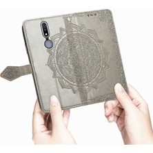 Yihang Boutique Nokia 2.4 ile Uyumlu El Standı Fonksiyonlu Cüzdan Kabartmalı Pu Deri Kart Tutucu (Yurt Dışından)