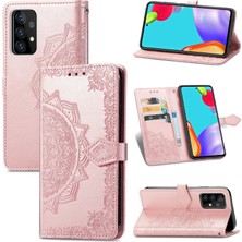 Yihang Boutique Samsung Galaxy A52 5g ile Uyumlu El Standı Fonksiyonlu Cüzdan Kabartmalı Pu Deri Kart Tutucu (Yurt Dışından)