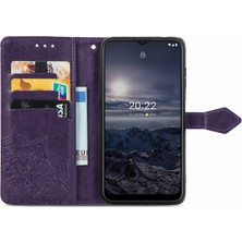 Yihang Boutique Nokia G21 ile Uyumlu El Standı Fonksiyonlu Cüzdan Kabartmalı Pu Deri Kart Tutucu (Yurt Dışından)