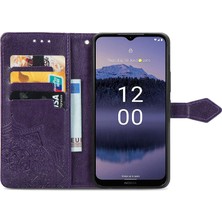 Yihang Boutique Nokia G11 Plus ile Uyumlu El Standı Fonksiyonlu Cüzdan Kabartmalı Pu Deri Kart Tutucu (Yurt Dışından)