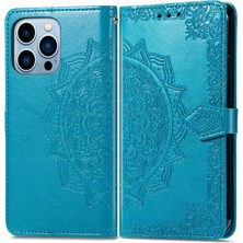 Yihang Boutique iPhone 13 Pro ile Uyumlu El Standı Fonksiyonlu Cüzdan Kabartmalı Pu Deri Kart Tutucu (Yurt Dışından)