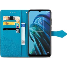 Yihang Boutique Tcl 30 Xe 5g ile Uyumlu El Standı Fonksiyonlu Cüzdan Kabartmalı Pu Deri Kart Tutucu (Yurt Dışından)