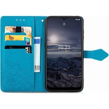 Yihang Boutique Nokia G21 ile Uyumlu El Standı Fonksiyonlu Cüzdan Kabartmalı Pu Deri Kart Tutucu (Yurt Dışından)