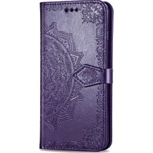 Yihang Boutique iPhone 11 Pro ile Uyumlu El Standı Fonksiyonlu Cüzdan Kabartmalı Pu Deri Kart Tutucu (Yurt Dışından)