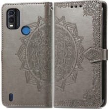 Yihang Boutique Nokia G11 Plus ile Uyumlu El Standı Fonksiyonlu Cüzdan Kabartmalı Pu Deri Kart Tutucu (Yurt Dışından)