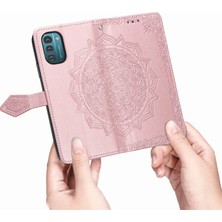 Yihang Boutique Nokia G21 ile Uyumlu El Standı Fonksiyonlu Cüzdan Kabartmalı Pu Deri Kart Tutucu (Yurt Dışından)